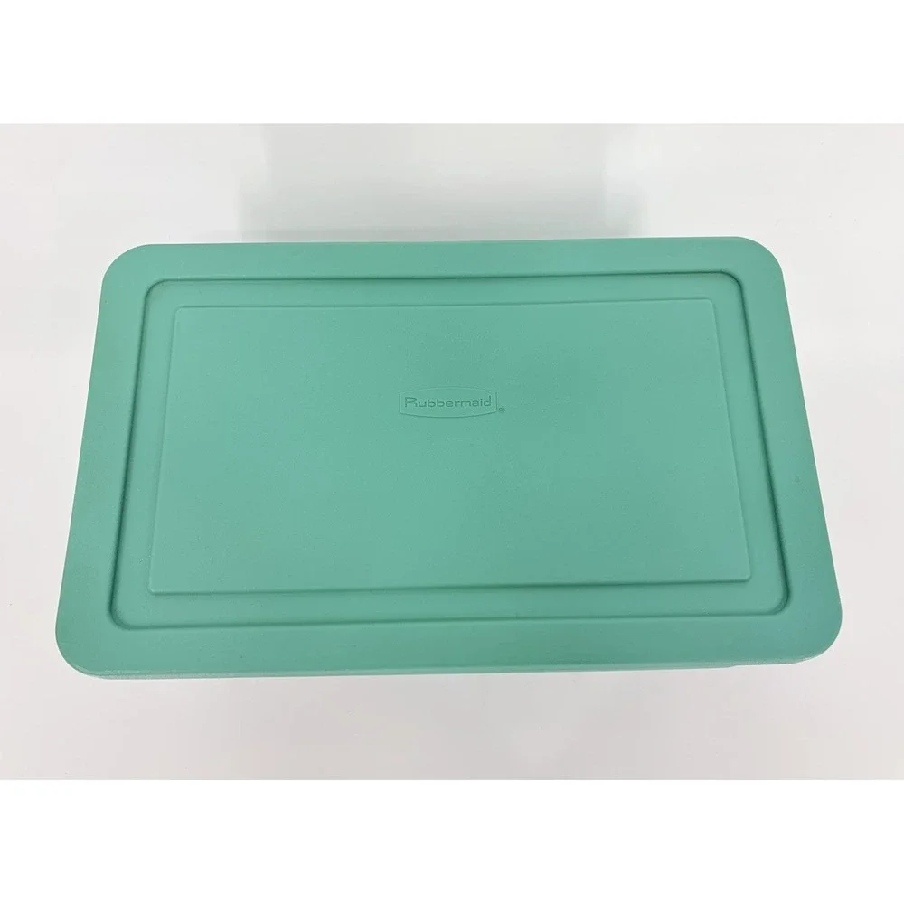 Vintage Pair of Rubbermaid 0286 Storage Boxes Palm Green Container Snap 4.5 Qt